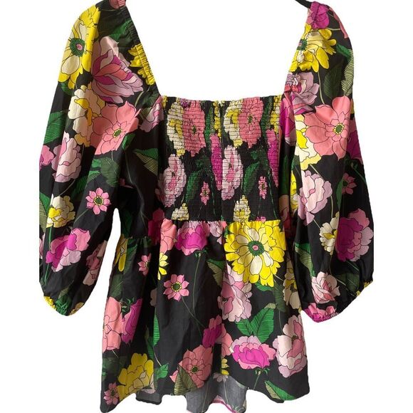 Johnny Was Women's Black Floral Print Paloma MARISOL Blouse, Size Large - Picture 6 of 6
